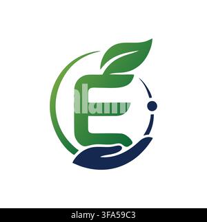 Professional Modern Eco Letter E Hand Leaf Vector Logo Stock Vector