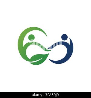 Professional Modern Eco People Connection Green Leaf Vector Logo Stock Vector