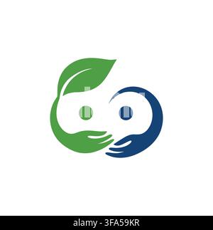 Professional Modern Eco Caring Hands Leaf Human Vector Logo Stock Vector