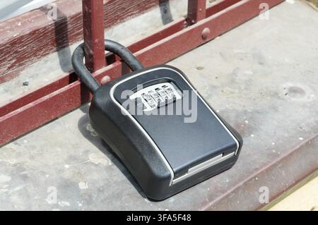 Lock on the fence, security concept, close-up photo Stock Photo