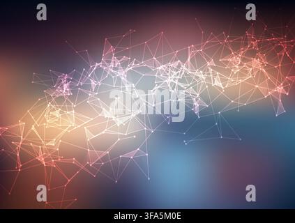 Abstract techno background with a low poly plexus design Stock Vector
