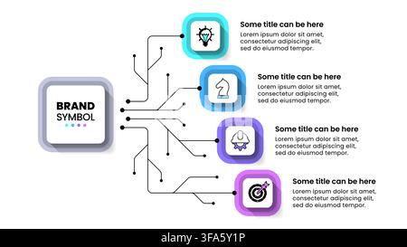 Infographic template with icons and 4 options or steps. Technology concept. Can be used for workflow layout, diagram, banner, webdesign. Vector illust Stock Vector