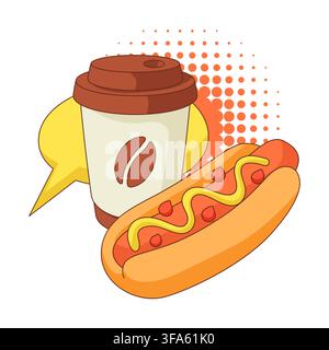 Image with fast food meal. Tasty fastfood lunch products. Stock Vector