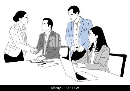 Business team meet in a modern office setting Stock Vector