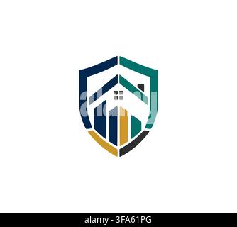 Real Estate Secure Shield House Roof Building Security Agency Logo Stock Vector