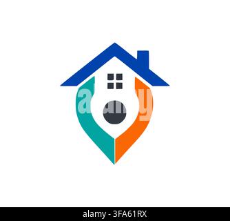 Real Estate House Map Pin Location Navigation Property Search Logo Stock Vector