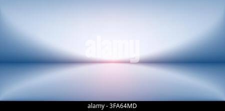 Empty studio room background in soft grey and blue tones pink accent Stock Vector