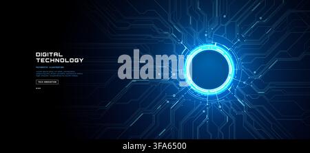 Digital Neon Light Background with Futuristic Tech Portal Stock Vector