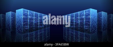 Data Center Server Room Background With Digital Cloud Technology Stock Vector