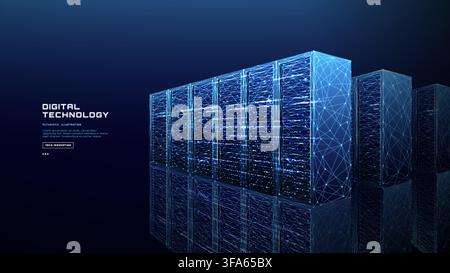 Data Server Room Background With Digital Network Technology Stock Vector