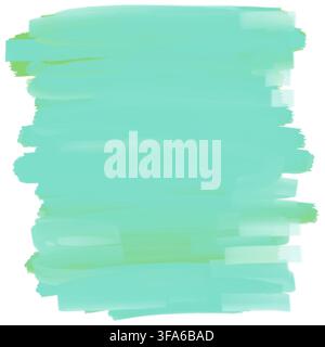 Soft mint green abstract brush stroke background with layered paint swashes and textured edges, pastel tone, isolated on white with copy space. Stock Photo