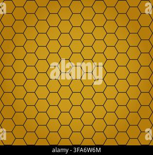 Hexagonal honeycomb pattern – minimalist geometric golden illustration background - vector Stock Vector
