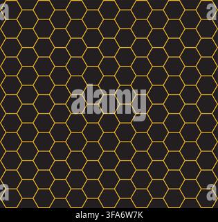 Hexagonal honeycomb pattern – minimalist geometric Black and Golden Illustration background - vector Stock Vector