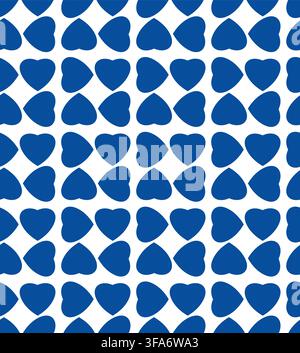 Modern monochrome abstract heart pattern – Blue Vector Illustration Stock Vector