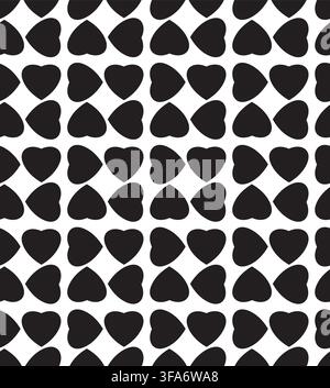 Modern monochrome abstract heart pattern – Black Vector Illustration Stock Vector
