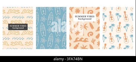 Tropical vector pattern set summer backgrounds Stock Vector