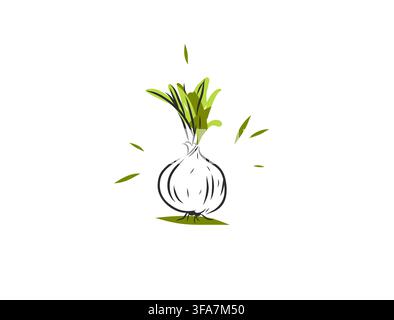 Hand Drawn Vegetable Line Art Vector Collection, Botanical Outline Illustrations of Fresh Vegetables, Minimalist Floral Elements, Decorative Food Stock Vector