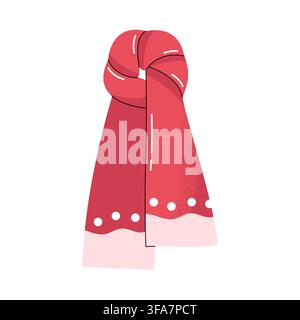 Red winter knitted scarf vector illustration Stock Vector