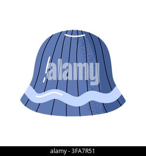 Blue ribbed winter beanie hat vector illustration Stock Vector