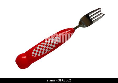 Kitsch'n'fun twirling Spaghetti Fork isolated on white background Stock Photo