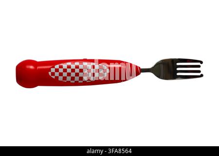 Kitsch'n'fun twirling Spaghetti Fork isolated on white background Stock Photo