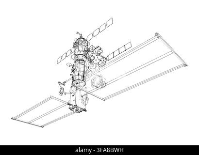 a space station in outline format. Vector Stock Vector