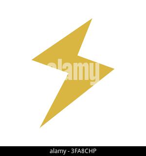 A simple yellow lightning bolt icon isolated on a white background. Stock Vector