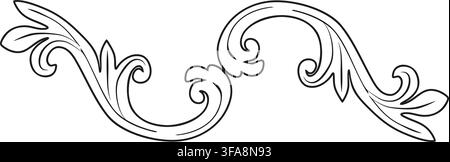 Set of hand drawn vintage floral vignettes and ornamental flourishes isolated on white. Elegant black line art for frames, dividers, wedding Stock Vector