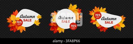 Autumn Sale Labels With Leaves Collection Stock Vector