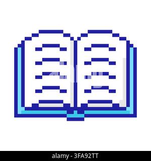 Pixel Art Open Book Icon Isolated on White Background. Vector illustration Stock Vector