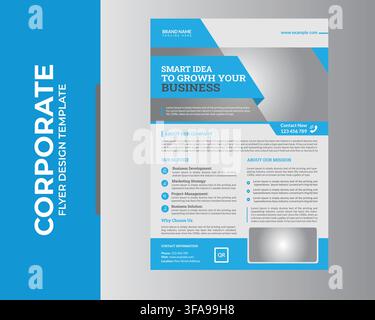 Modern Corporate Business Flyer Template with Blue Geometric Design Stock Vector
