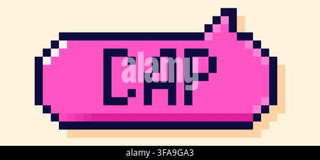 Back to School pixel art speech bubble cap. Stock Vector
