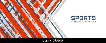 White modern sports banner design with diagonal red blue and gray lines. Vector abstract illustration sporty background. Stock Vector
