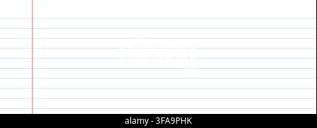 Wide Ruled Paper displays widely spaced blue horizontal rules beside red writing margin. Ideal for handwriting practice, school assignments, classroom notes, beginner exercises, vector assets Stock Vector
