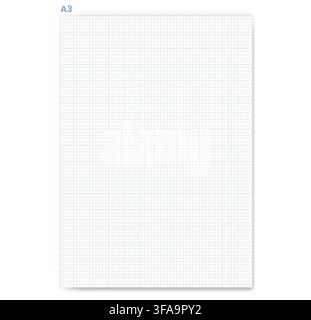 Engineering Graph Paper displays fine pale green squares with darker interval lines across white field. Ideal for technical drafting, architecture studies, precision plotting, schematic diagrams Stock Vector