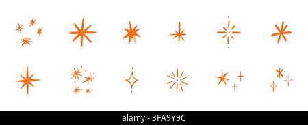 Snowflake cute pencil drawing doodle. Textured simple hand drawn crayon asterisk and snow crystals. Kids style childlike set elements. Scrapbook stickers, design elements. . Vector illustration Stock Vector