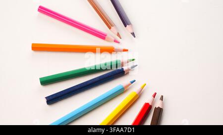 Colored sharpened wooden pencils in various colors Stock Photo
