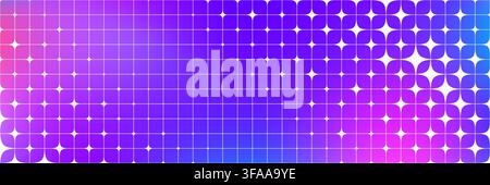 Purple blue sparkle grid gradient pattern. Abstract Y2k star geometric background. Colorful mosaic twinkle wallpaper. Magical mesh transition backdrop in 2000s style. Vector  Stock Vector