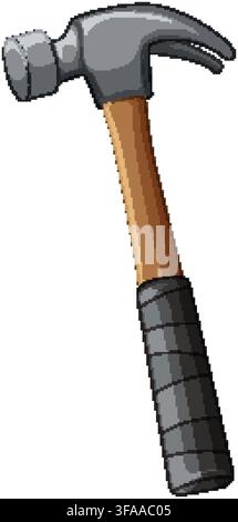 A clean vector illustration of a classic claw hammer with wooden handle on white background. Stock Vector