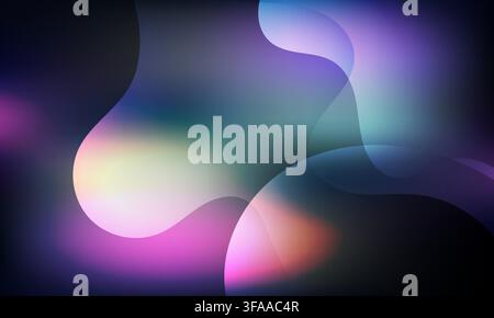 Abstract background with smooth flowing shapes in vibrant purple and blue gradient color tones Stock Vector