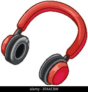 A clean vector illustration of modern red and black over-ear headphones isolated on white. Stock Vector