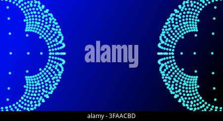 Abstract blue background with glowing light particles forming circular shapes and digital patterns Stock Vector