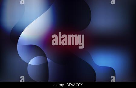Abstract background with soft flowing blue and dark shapes and a central red glow Stock Vector