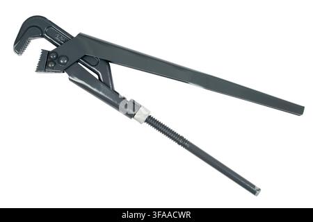 Pipe wrench isolated on white background. New adjustable wrench isolated. Stock Photo