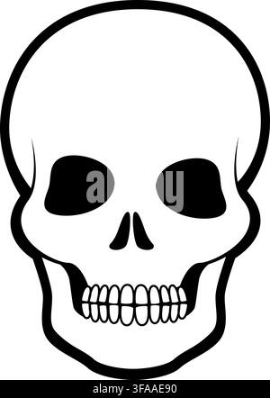 Skull - Black and White Ilustration Stock Vector