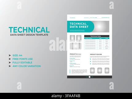 Modern Technical Data Sheet Design Template Stock Vector