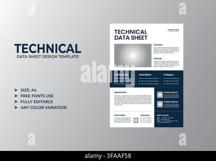 Modern Technical Data Sheet Template Stock Vector