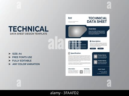 Corporate Technical Data Sheet Template Stock Vector