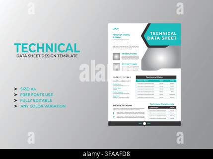 Technical Data Sheet Design Template Stock Vector