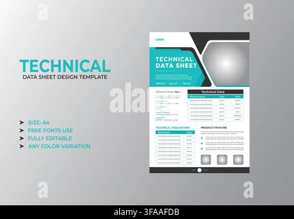 Minimal Technical Data Sheet Template Stock Vector